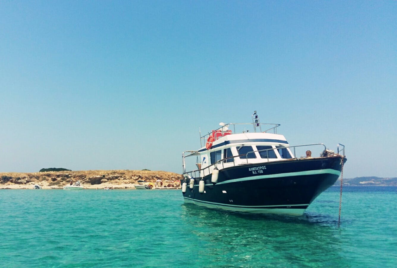 Boat used during Private Fishing Trip around Halkidiki with Snorkeling with Albatros Cruises Halkidiki.